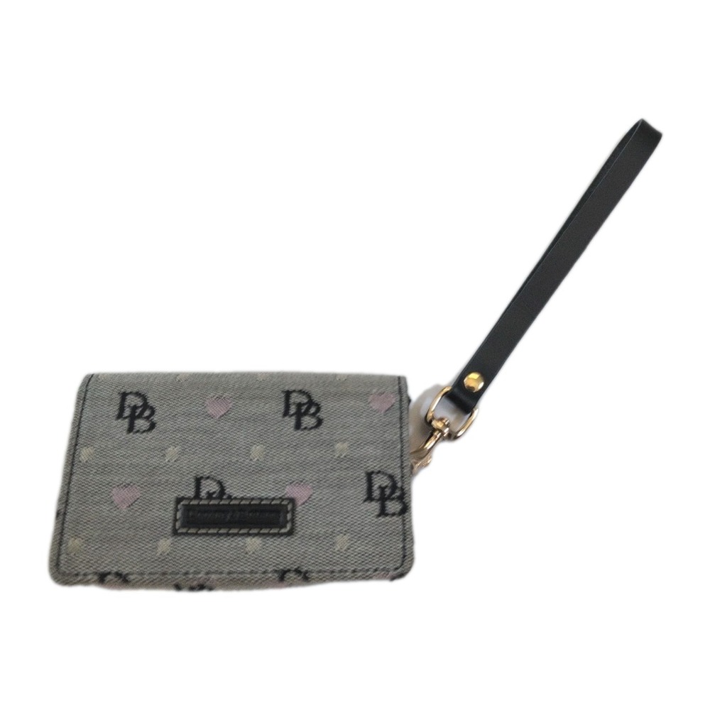 Dooney‎ & Bourke Wristlet Grey & Black with Hearts Canvas All Over Logo